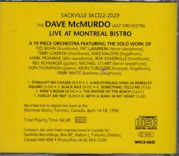 CD The Dave McMurdo Jazz Orchestra: Live At The Montreal Bistro