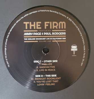 2LP The Firm: The Oakland Broadcast Live In California 1985. Volume One