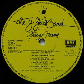 LP The J. Geils Band: Freeze-Frame
