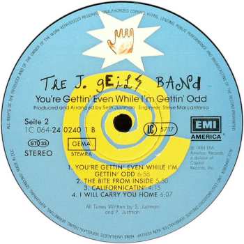 LP The J. Geils Band: You're Gettin' Even While I'm Gettin' Odd