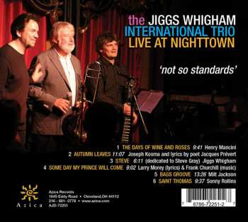 CD The Jiggs Whigham International Trio: Live At Nighttown - Not So Standards