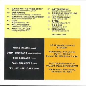 CD The Miles Davis Quintet: Miles / Steamin' With The Miles Davis Quintet