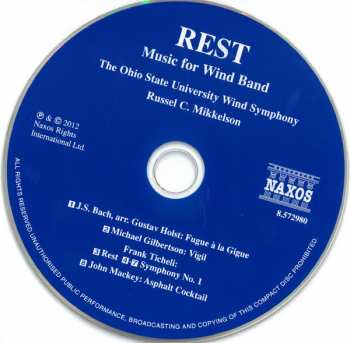 CD The Ohio State University Wind Symphony: Rest: Music For Wind Band