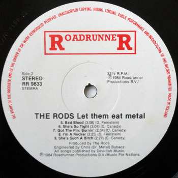 LP The Rods: Let Them Eat Metal CLR