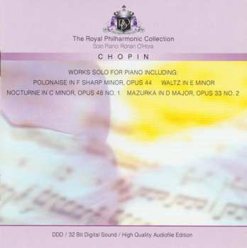 Album Frédéric Chopin: Chopin. Works Solo For Piano Including: Polonaise in F Sharp Minor, Opus 44, Waltz in E Minor, Nocturne in C Minor, Opus 48 No. 1, Mazurka in D Major, Opus 33 No. 2.