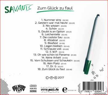CD The Savants: Zum Glück Zu Faul