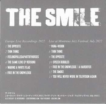 CD The Smile: Europe Live Recordings 2022 / Live At Montreux Jazz Festival