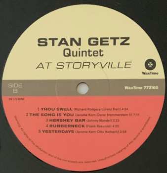 LP Stan Getz Quintet: Jazz At Storyville