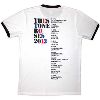 Merch The Stone Roses: The Stone Roses Unisex Ringer T-shirt: 2013 Tour Ringer (white) (back Print) (small) S