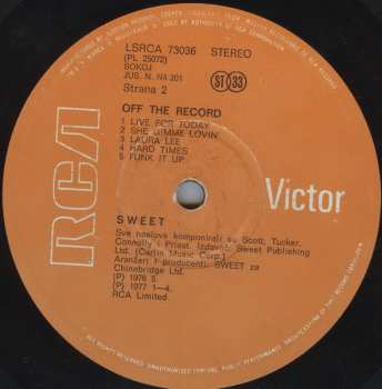 LP The Sweet: Off The Record