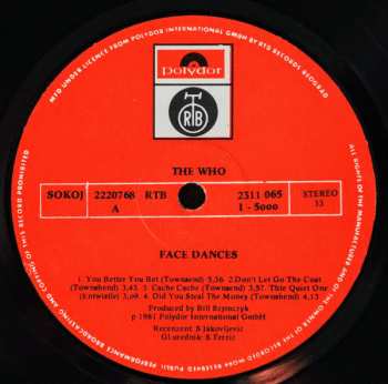 LP The Who: Face Dances