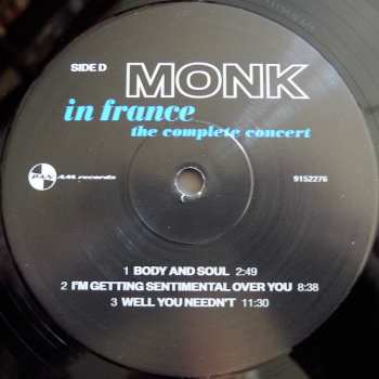 2LP Thelonious Monk: Monk In France - The Complete Concert