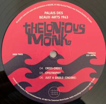 LP Thelonious Monk: Palais Des Beaux-Arts 1963 LTD