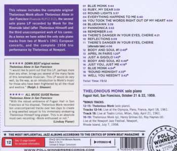CD Thelonious Monk: Thelonious Alone In San Francisco + 8 Bonus Tracks