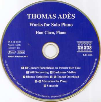 CD Thomas Adès: Works for Solo Piano