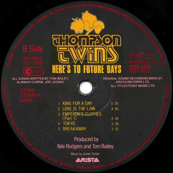 2LP Thompson Twins: Here's To Future Days