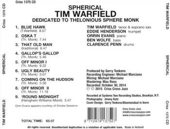 CD Tim Warfield: Spherical - Dedicated To Thelonious Sphere Monk
