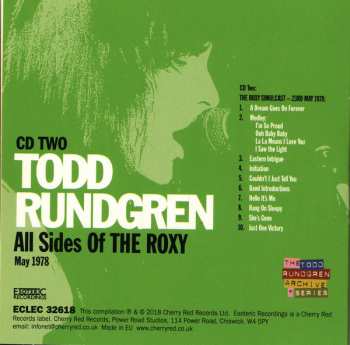 3CD Todd Rundgren: All Sides Of The Roxy - May 1978