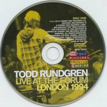 2CD Todd Rundgren: Live At The Forum London 1994