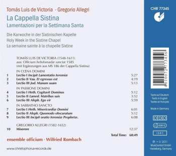 CD Gregorio Allegri: Lamentazioni Per La Settimana Santa