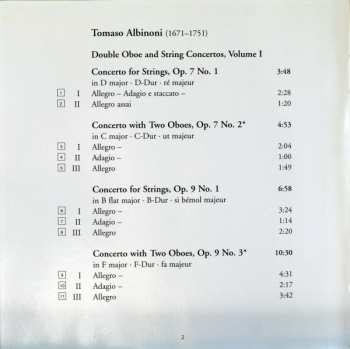 CD Tomaso Albinoni: Double Oboe Concertos & String Concertos - Volume I