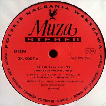 LP Tomasz Stańko Quintet: Music For K