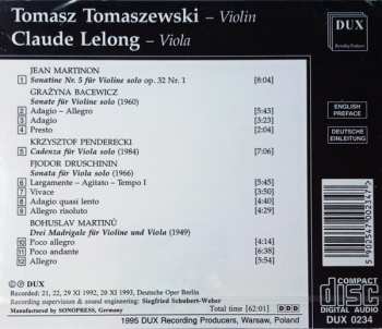 CD Tomasz Tomaszewski: Tomasz Tomaszewski – Violin, Claude Lelong – Viola