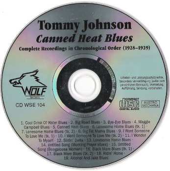 CD Tommy Johnson: Canned Heat Blues - Complete Recordings In Chronological Order (1928-1929)