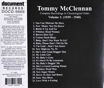CD Tommy McClennan: Complete Recordings In Chronological Order - Volume 1: 1939 - 1940