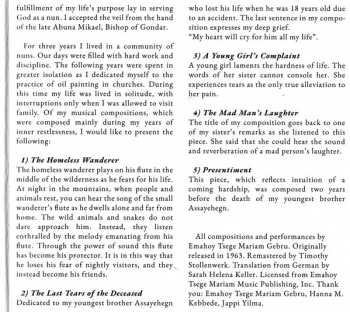 CD Emahoy Tsegue Maryam Guebrou: Spielt Eigene Kompositionen