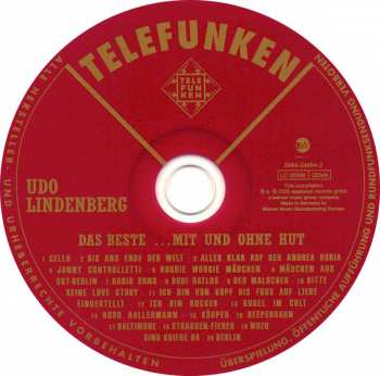 CD Udo Lindenberg: Das Beste ... Mit Und Ohne Hut