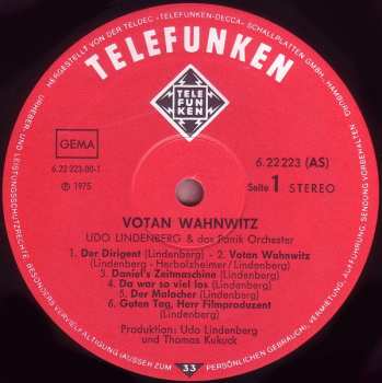LP Udo Lindenberg Und Das Panikorchester: Votan Wahnwitz PIC