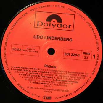 LP Udo Lindenberg: Phönix