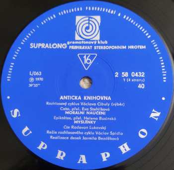 2LP/Doos Václav Cibula: Antická Knihovna (Rada Moudrých - Výběr Z Rozhlasového Cyklu) (2x10" + BOX + BOOKLET) RYCHLOST 16!!!