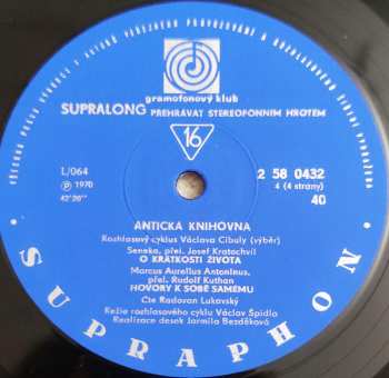 2LP/Doos Václav Cibula: Antická Knihovna (Rada Moudrých - Výběr Z Rozhlasového Cyklu) (2x10" + BOX + BOOKLET) RYCHLOST 16!!!