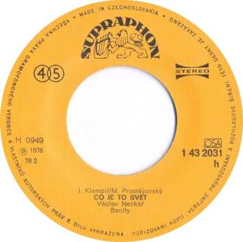 SP Václav Neckář: Co Je To Svět / Říkáš Mi, Zapomeň