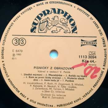 LP Václav Zahradník: Písničky Z Obrazovky S Václavem Zahradníkem A Orchestrem Čs. Televize