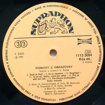 LP Václav Zahradník: Písničky Z Obrazovky S Václavem Zahradníkem A Orchestrem Čs. Televize