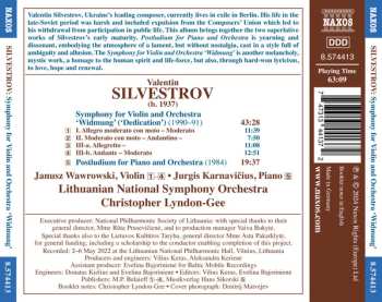 CD Valentin Silvestrov: Symphony For Violin And Orchestra 'Widmung'