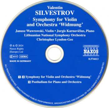 CD Valentin Silvestrov: Symphony For Violin And Orchestra 'Widmung'