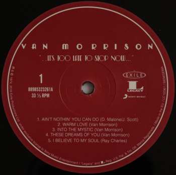 2LP Van Morrison: It's Too Late To Stop Now  Volume I