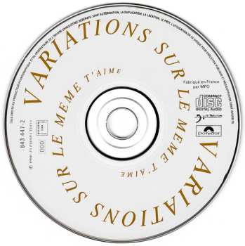 CD Vanessa Paradis: Variations Sur Le Même T'Aime