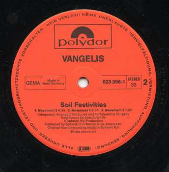 LP Vangelis: Soil Festivities