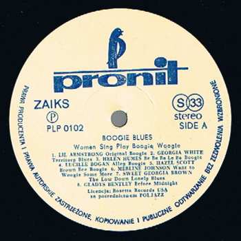 LP Various: Boogie Blues:Women Sing & Play Boogie Woogie