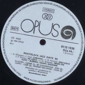 2LP Various: Bratislava Jazz Days 1983