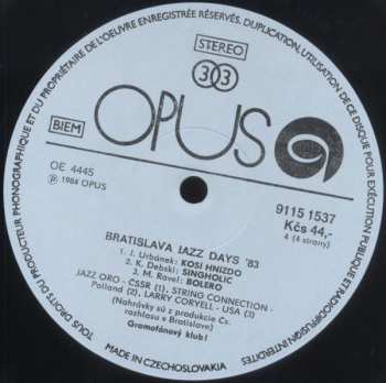 2LP Various: Bratislava Jazz Days 1983
