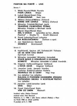 LP Various: Cesty '85 (Panton Na Portě — Live)
