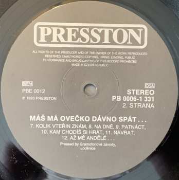 LP Various: Máš Má Ovečko Dávno Spát