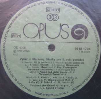 4LP/Doos Various: Výber Z Literárnej Čítanky Pre II. Ročník Gymnázií