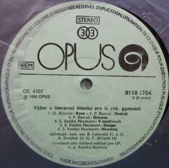 4LP/Doos Various: Výber Z Literárnej Čítanky Pre II. Ročník Gymnázií